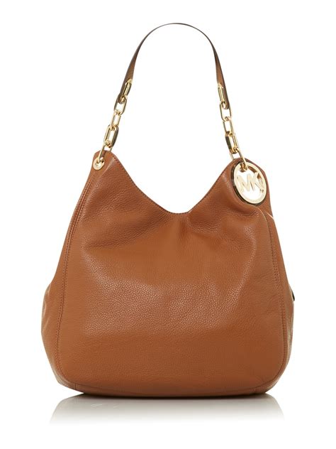 michael kors fulton brown hobo bag|Michael Kors large shoulder tote.